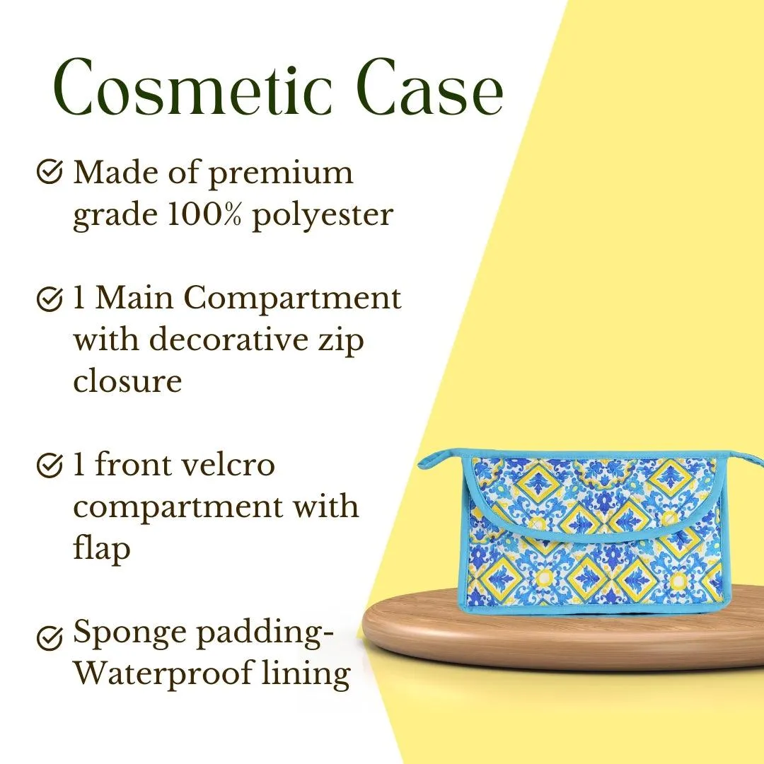 Vintage Cosmetic Travel Case, Women's Makeup Organizer with Compartments I 7.5L x 4.25W