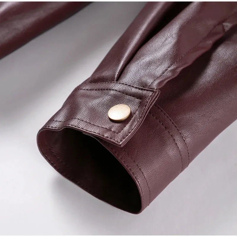 Vintage Cropped Leather Bomber Jacket