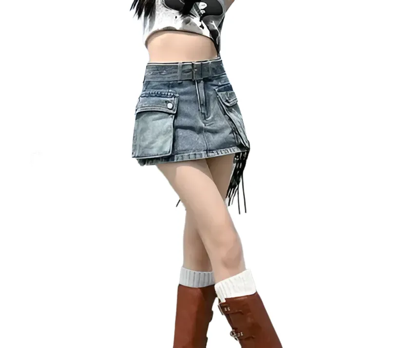 Vintage Diamond Denim Mini Skirt