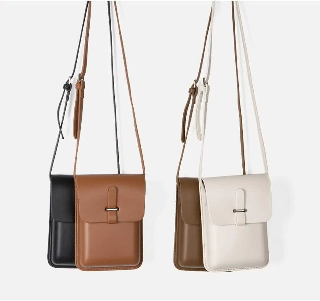 Vintage Leather Shoulder Bag Retro Handbag Women Purse Cross Body Smart Phone Pockets Lady Mobile Phone Bag Handbag Wallet (White)