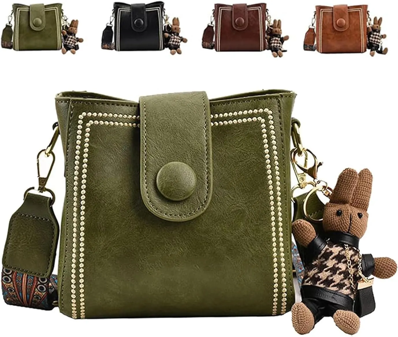 Vintage Retro Small Water Bucket Bag, Vintage Fashion Bag With Adjustable Wider Shoulder Strap, Vintage Fashion Crossbody Bag