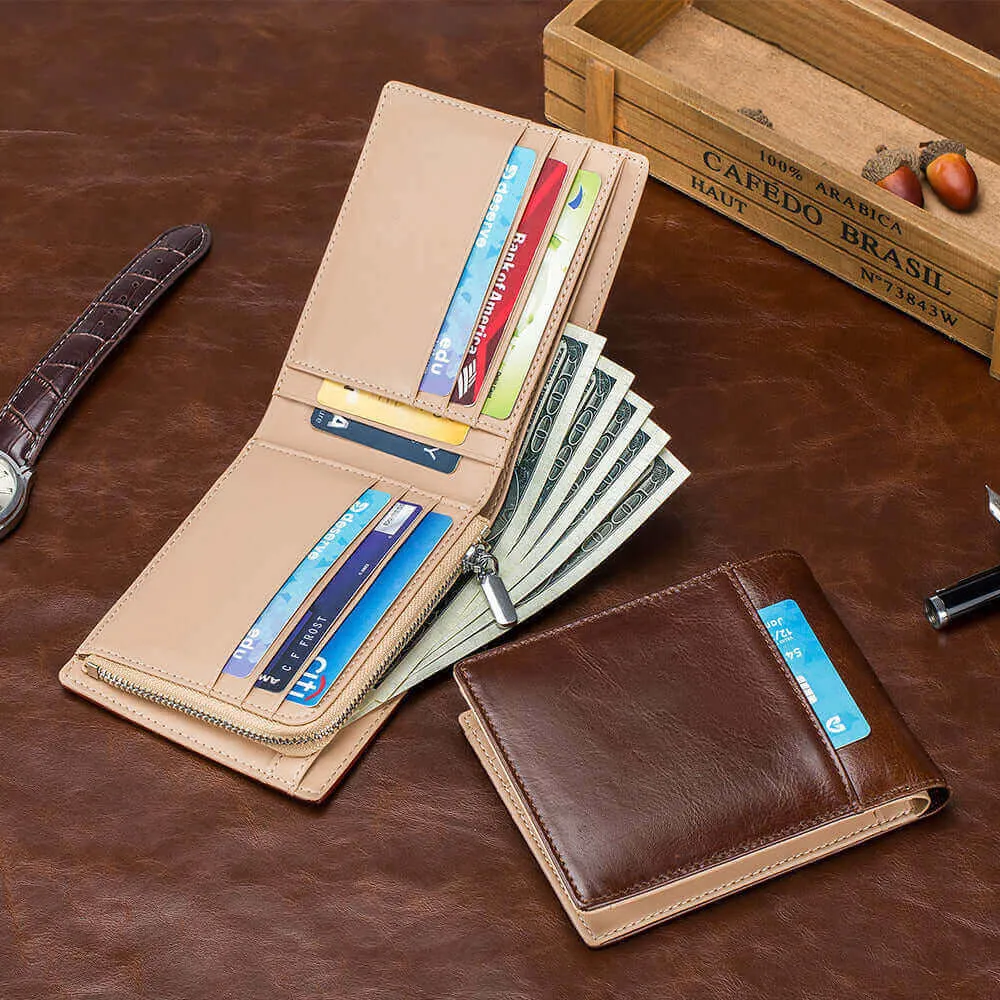 Vintage Style Men's Leather RFID Wallet NZ