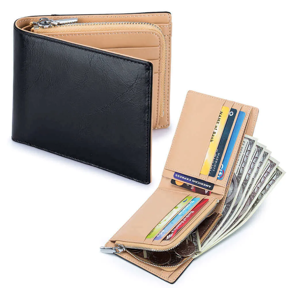 Vintage Style Men's Leather RFID Wallet NZ