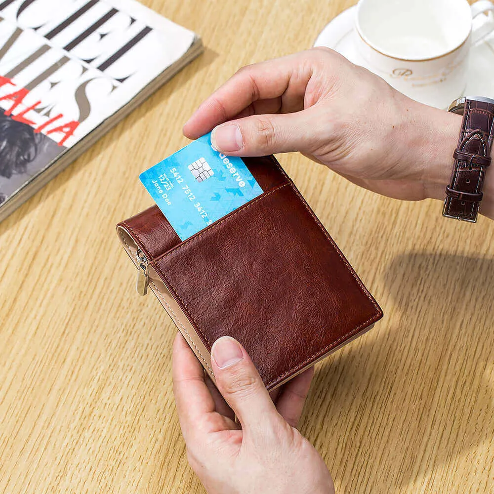 Vintage Style Men's Leather RFID Wallet NZ