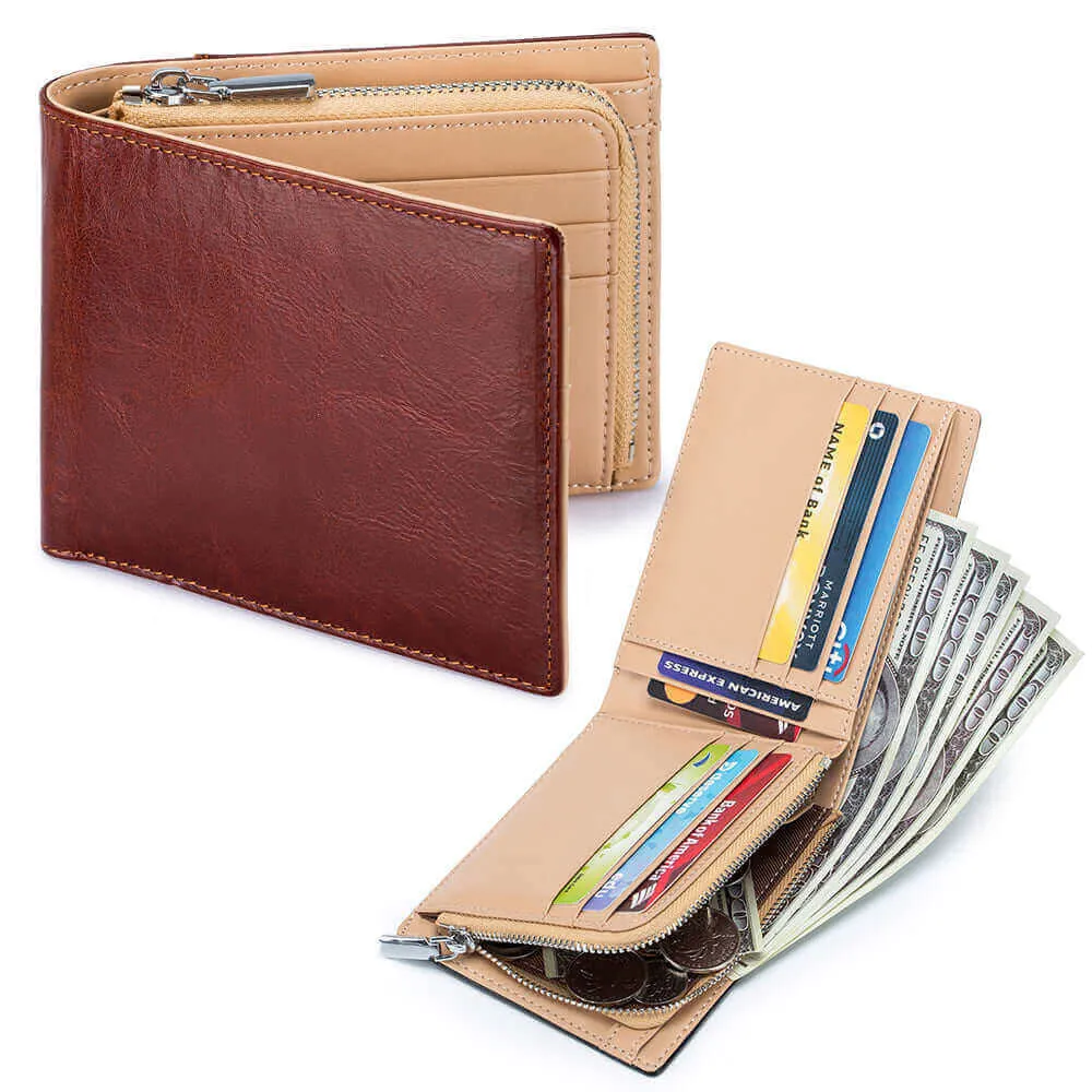 Vintage Style Men's Leather RFID Wallet NZ