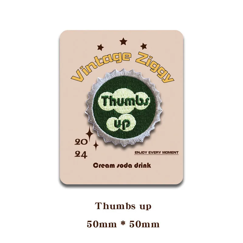 Vintage Ziggy Self-Adhesive Retro Bottle Cap Embroidered Patches 6pcs