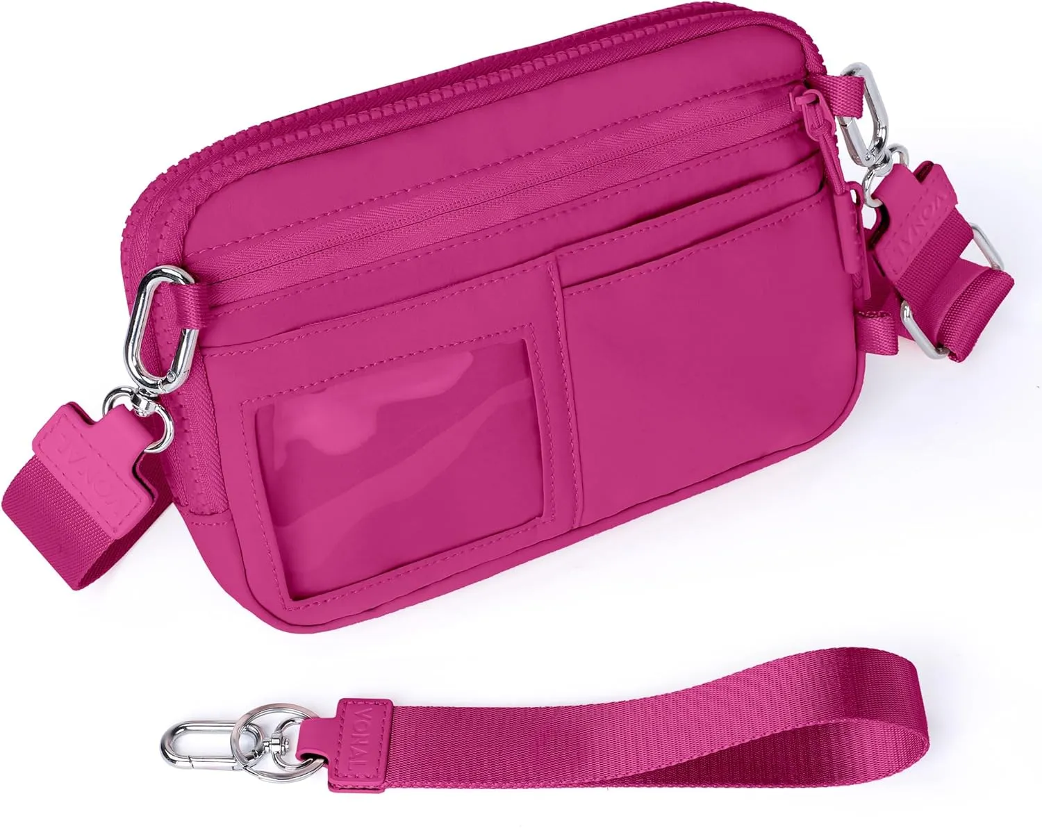 VONAL Wristlet Wallets for Women, RFID Wristlet Purse Built in Wallet, Small Nylon Crossbody Bags, Credit Card Holder