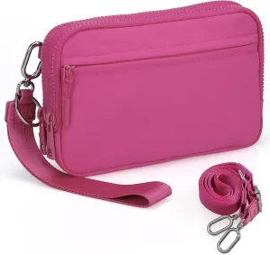 VONAL Wristlet Wallets for Women, RFID Wristlet Purse Built in Wallet, Small Nylon Crossbody Bags, Credit Card Holder