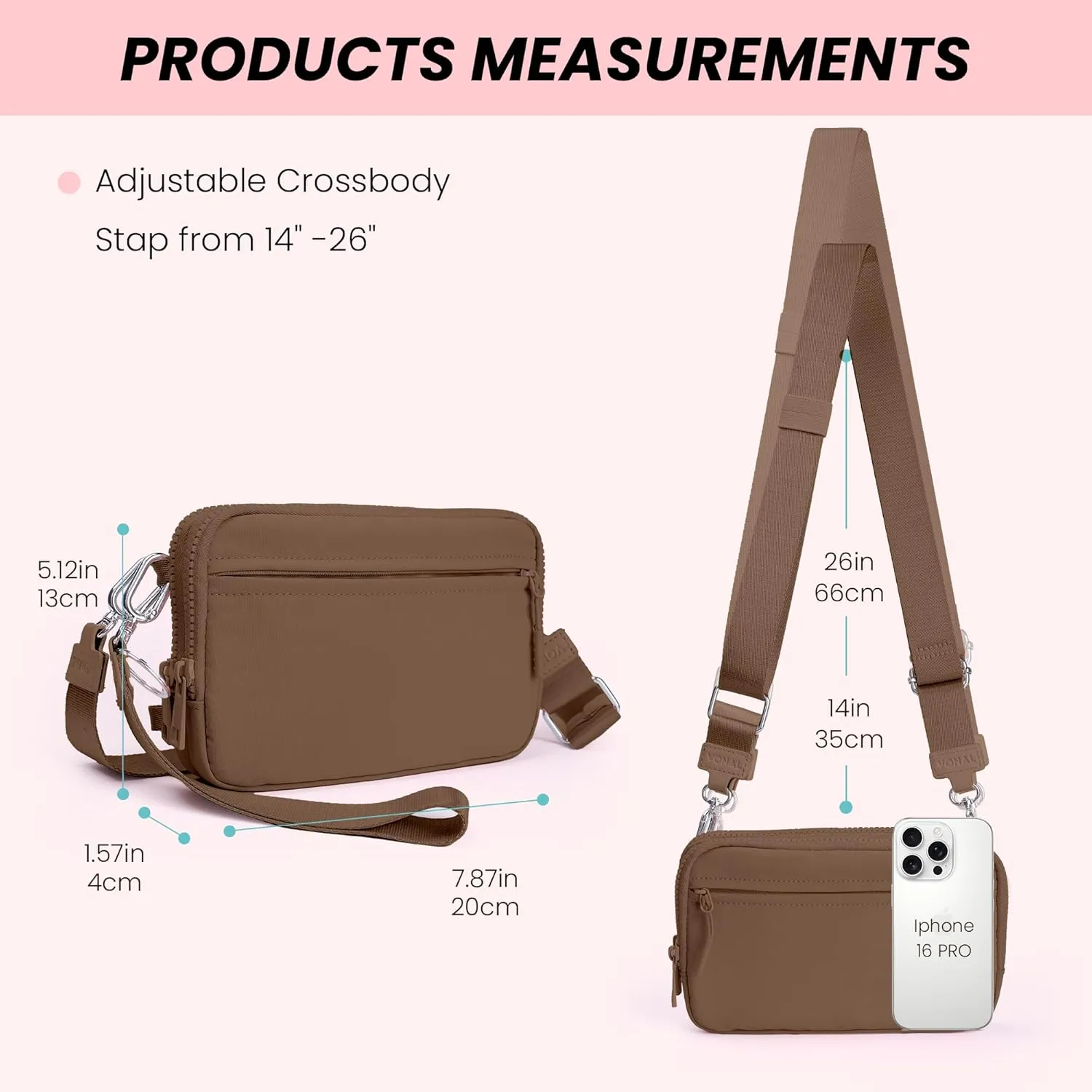 VONAL Wristlet Wallets for Women, RFID Wristlet Purse Built in Wallet, Small Nylon Crossbody Bags, Credit Card Holder