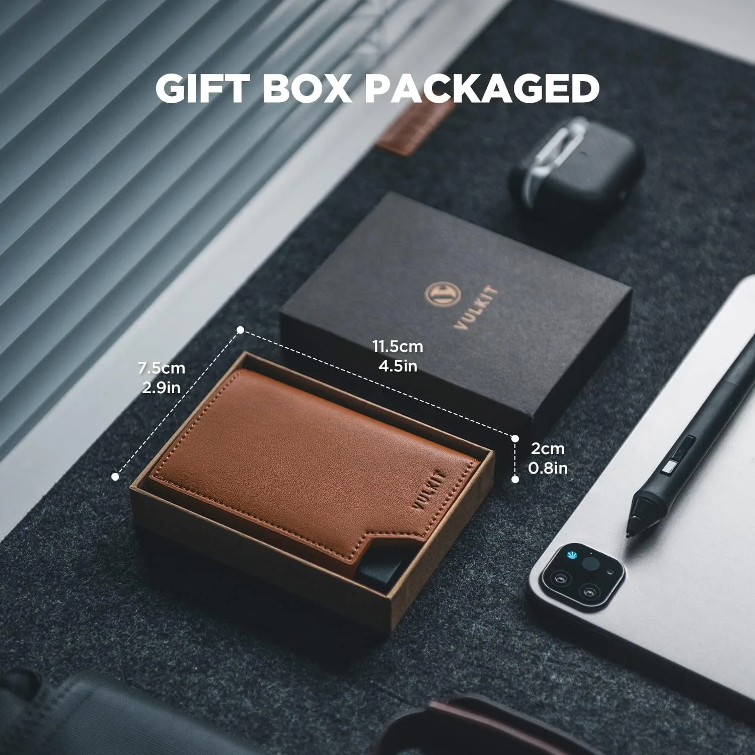VULKIT Men's Wallet Minimalist Pop Up Card Holder RFID Blocking Magnetic Closure Leather Wallet with ID Window for Cash & Credit Cards Up To 11 Cards