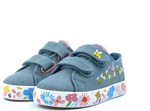 waddle wonder Toddler Boys and Girls Flowers and Bees Embroidery Low Top Hook School Walking Shoes Sneaker