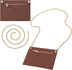 WADORN 1 Set Purse Organizer Insert Conversion Kit, Felt Envelope Bag Organizer Insert with Alloy Chain Women Clutches Bag Insert Inner Pouch Accessories for Mini Handbag Accessories, Coconut Brown