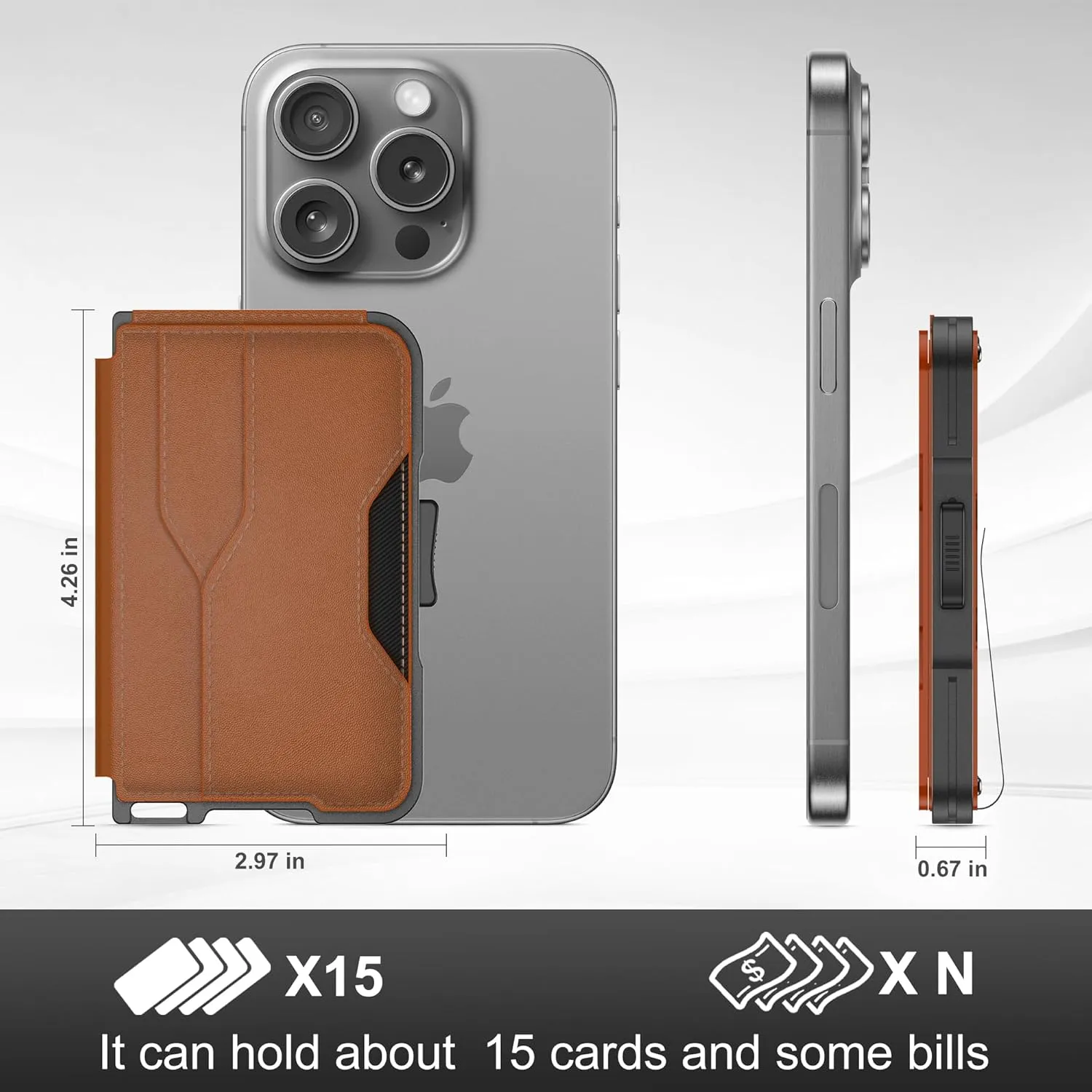 Wallet for Men, Slim Wallet for Men with Money Clip, Pop Up Card Case, RFID Blocking Bifold Wallets, Minimalist Leather Slots Credit Card Holder (Brown)