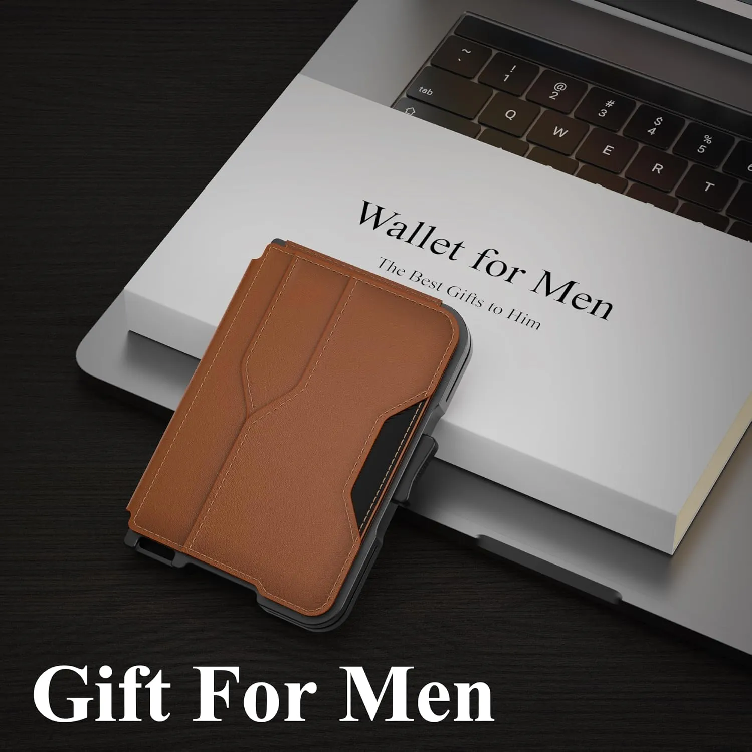 Wallet for Men, Slim Wallet for Men with Money Clip, Pop Up Card Case, RFID Blocking Bifold Wallets, Minimalist Leather Slots Credit Card Holder (Brown)