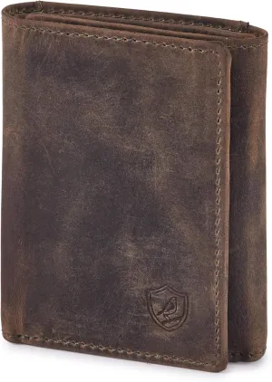 Wallet for Men Trifold Real Leather RFID Blocking Credit Card Case with ID Window in Gift Box