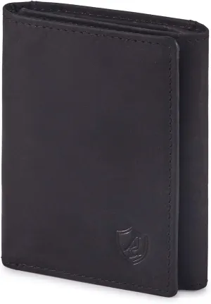 Wallet for Men Trifold Real Leather RFID Blocking Credit Card Case with ID Window in Gift Box