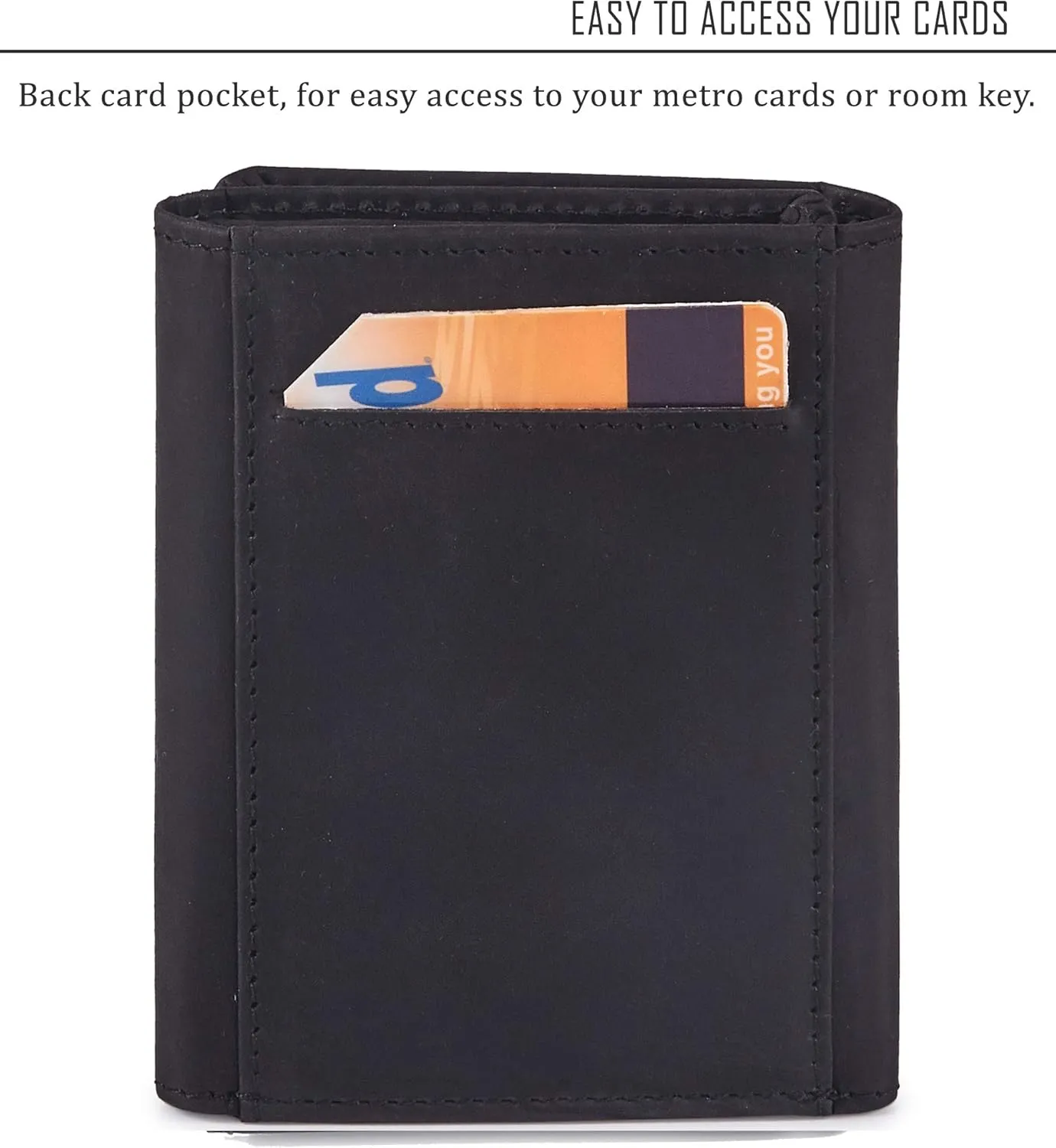Wallet for Men Trifold Real Leather RFID Blocking Credit Card Case with ID Window in Gift Box
