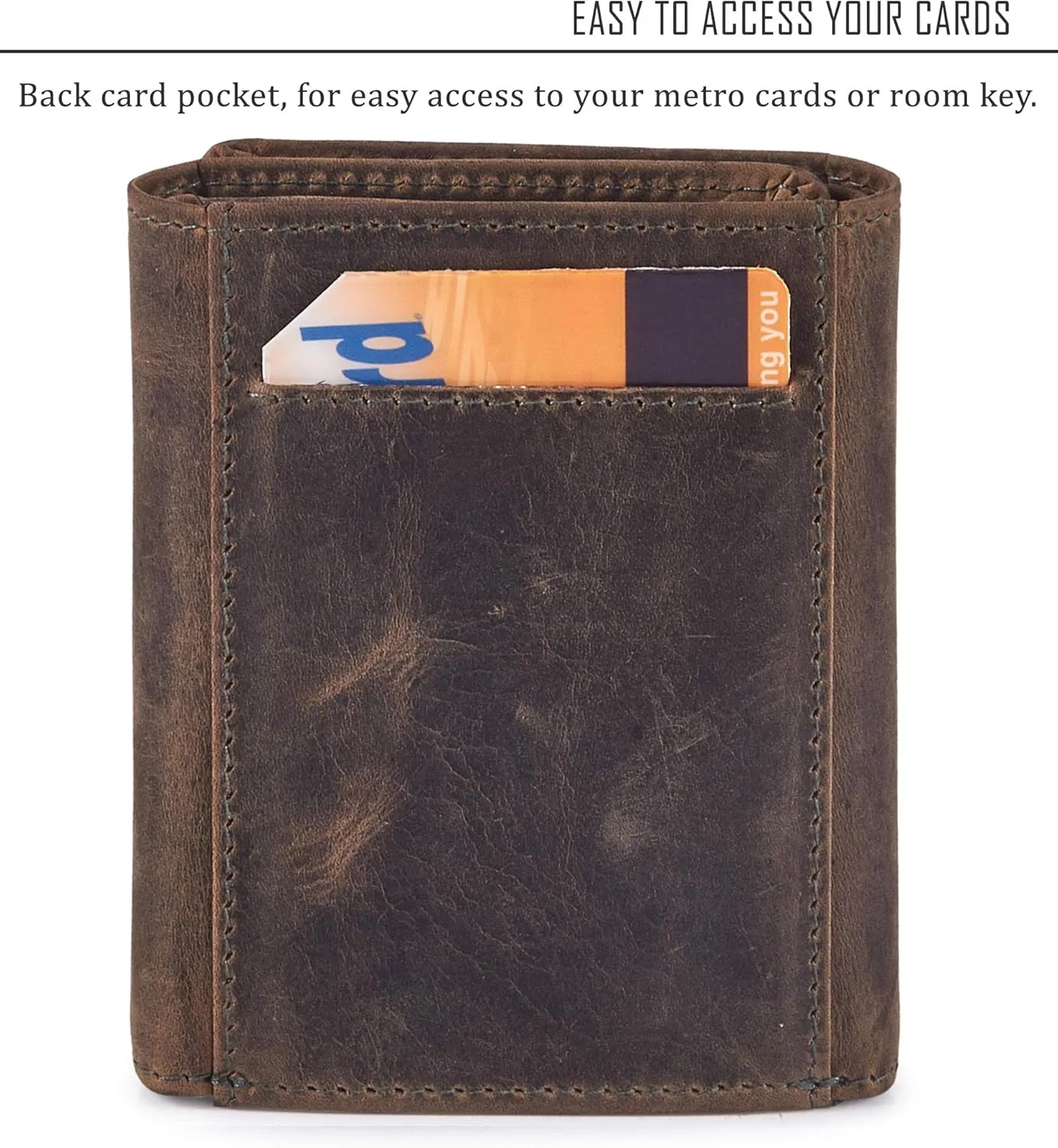 Wallet for Men Trifold Real Leather RFID Blocking Credit Card Case with ID Window in Gift Box