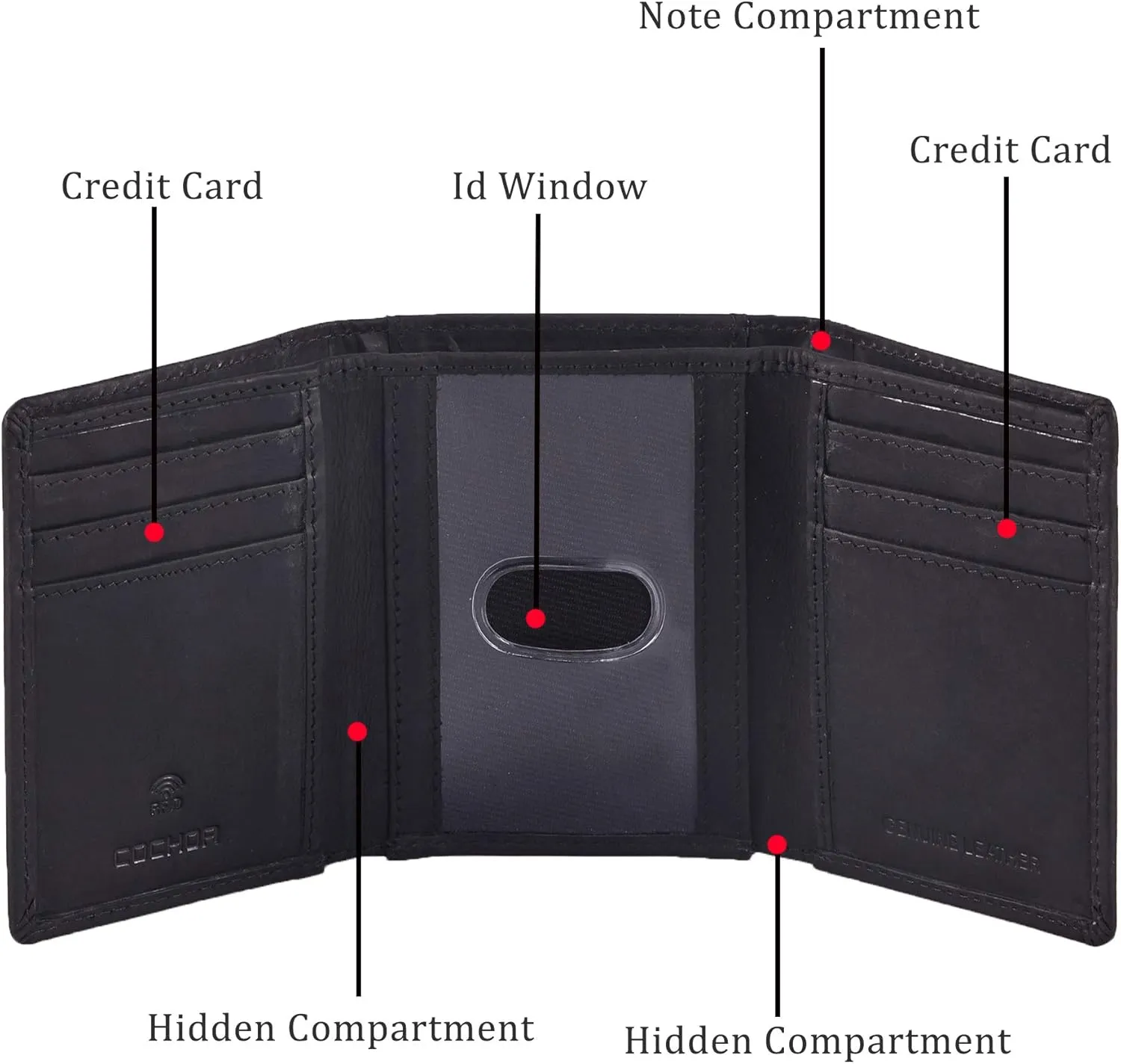 Wallet for Men Trifold Real Leather RFID Blocking Credit Card Case with ID Window in Gift Box