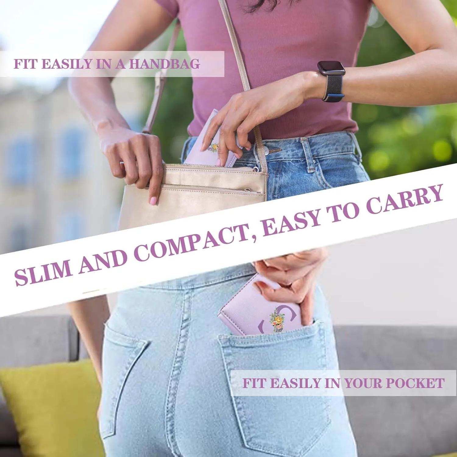 Wallet for Teen Girls,PU Leather Purse Cash Pocket Card Holder ID Window Purse for Women,Mothers Day Gifts from Daughter - Wallet for Mom Grandma ,Birthday Christmas Presents, Initial S Purple​