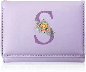 Wallet for Teen Girls,PU Leather Purse Cash Pocket Card Holder ID Window Purse for Women,Mothers Day Gifts from Daughter - Wallet for Mom Grandma ,Birthday Christmas Presents, Initial S Purple​