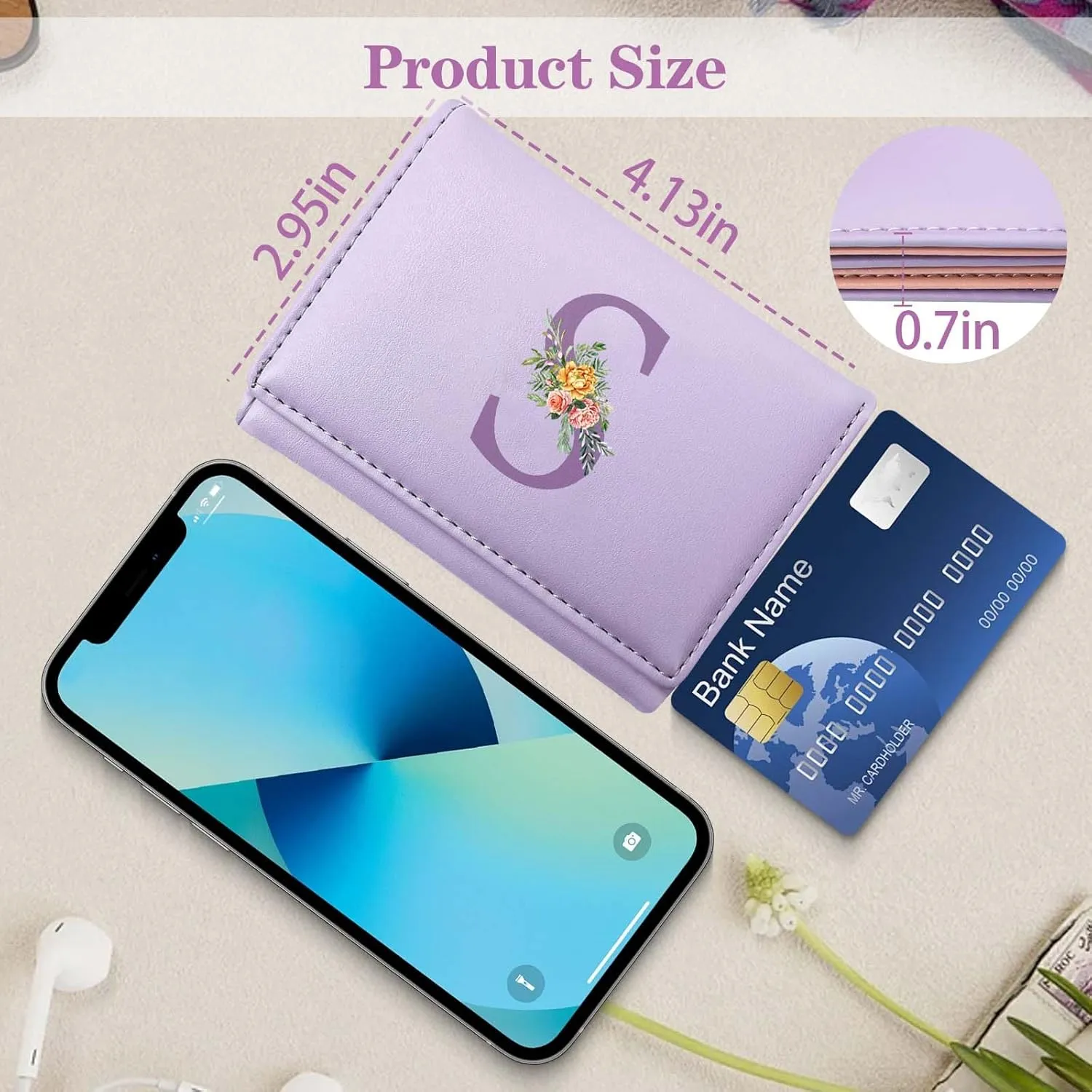 Wallet for Teen Girls,PU Leather Purse Cash Pocket Card Holder ID Window Purse for Women,Mothers Day Gifts from Daughter - Wallet for Mom Grandma ,Birthday Christmas Presents, Initial S Purple​