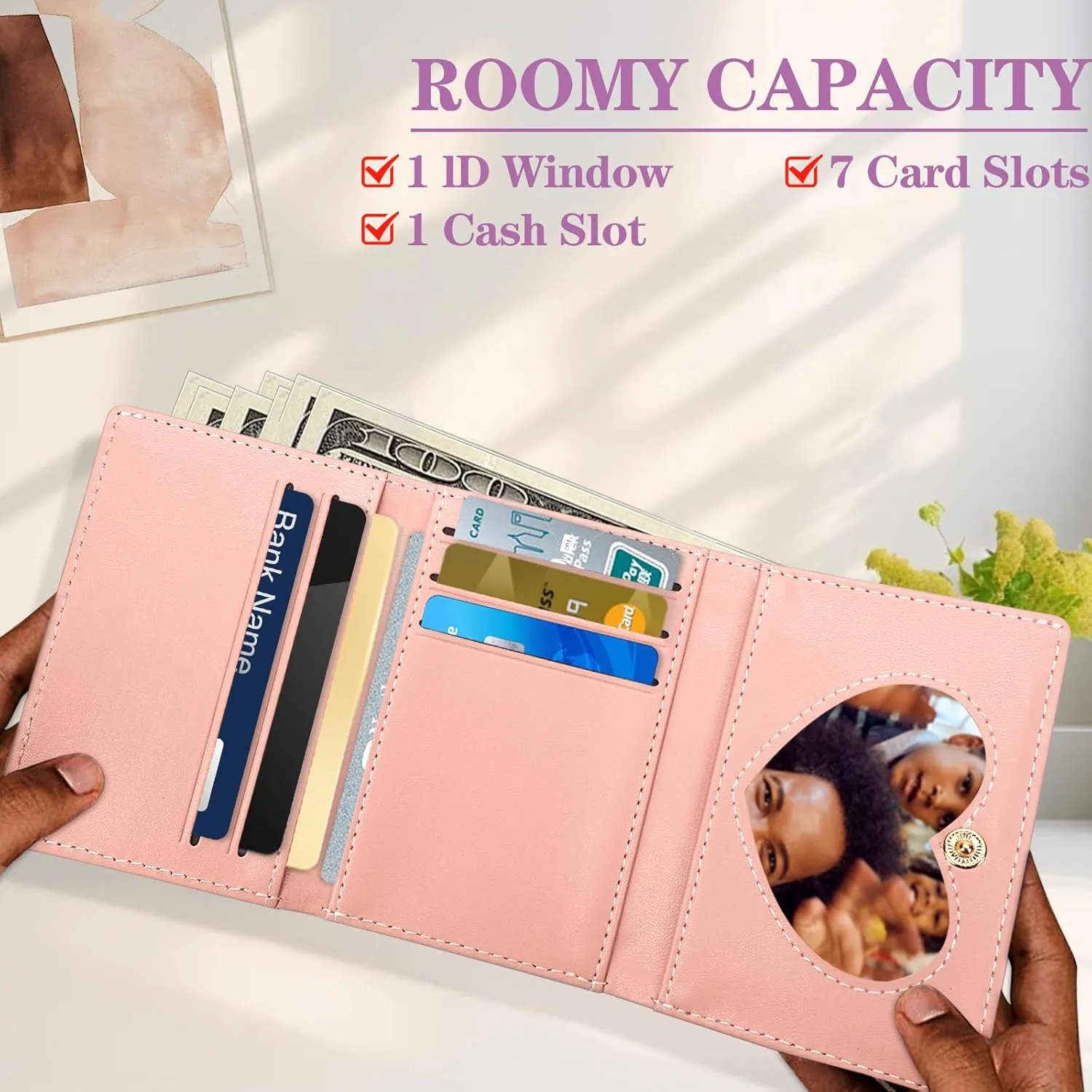 Wallet for Teen Girls,PU Leather Purse Cash Pocket Card Holder ID Window Purse for Women,Mothers Day Gifts from Daughter - Wallet for Mom Grandma ,Birthday Christmas Presents, Initial S Purple​