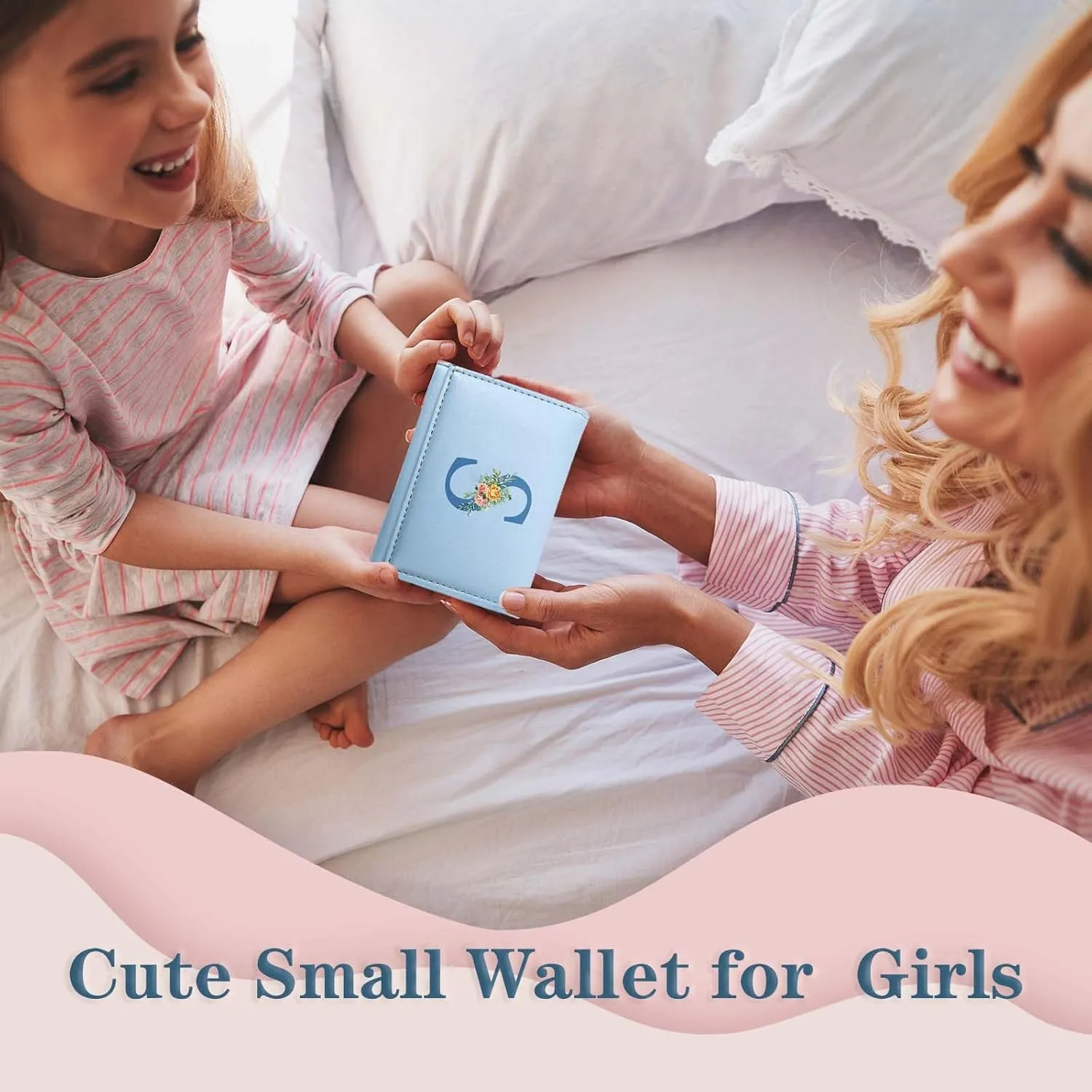 Wallet for Teen Girls,PU Leather Purse Cash Pocket Card Holder ID Window Purse for Women,Mothers Day Gifts Wallet for Girls Women, Gifts for Daughter Granddaughter Birthday Initial S(Blue)​