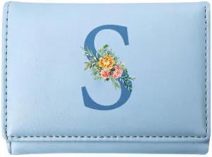 Wallet for Teen Girls,PU Leather Purse Cash Pocket Card Holder ID Window Purse for Women,Mothers Day Gifts Wallet for Girls Women, Gifts for Daughter Granddaughter Birthday Initial S(Blue)​