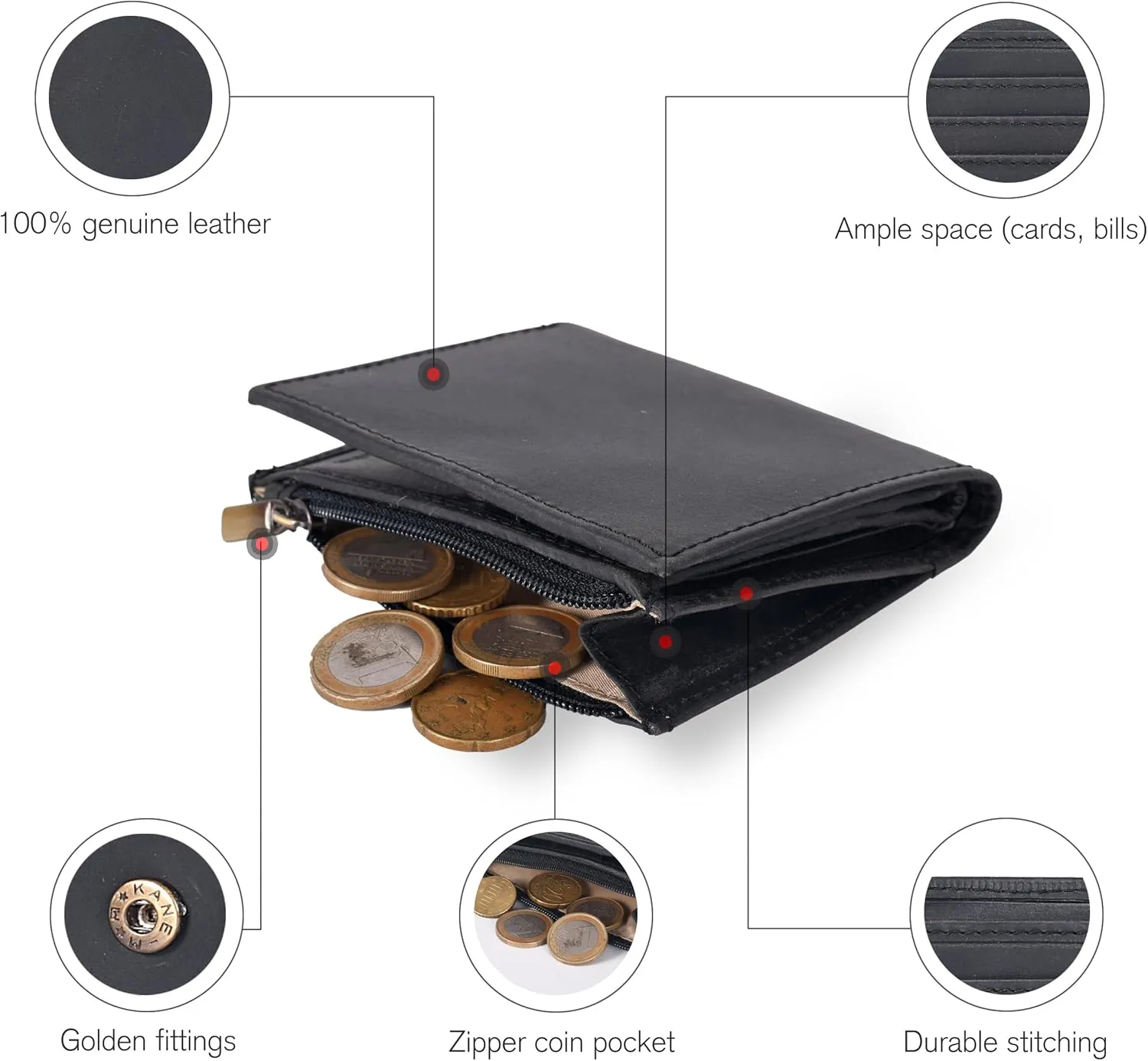 Wallet For Women Full Grain Leather - Small RFID Coin Purse Credit Card & ID Holder for Ladies,Bifold Wallets for Teenager