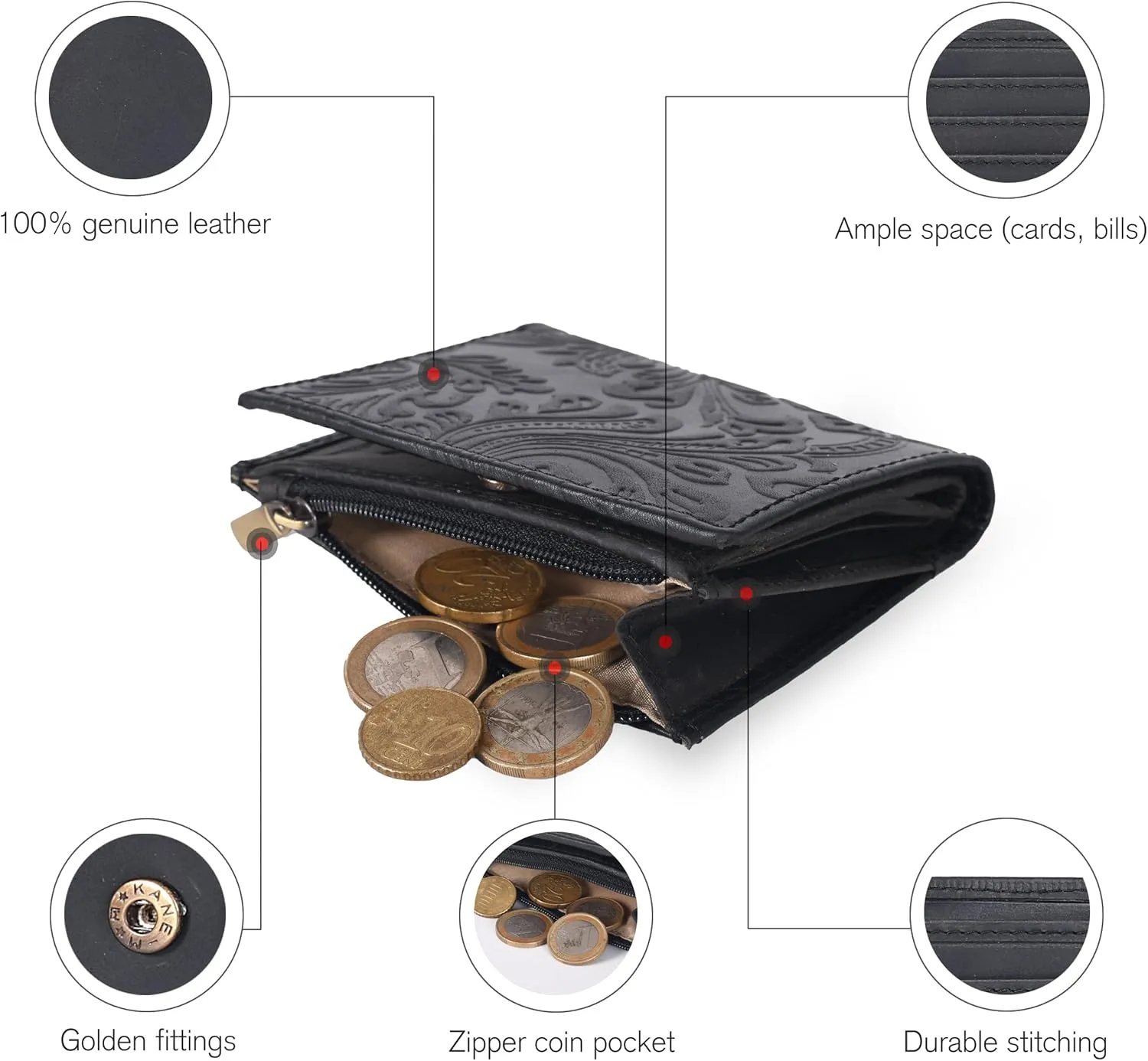 Wallet For Women Full Grain Leather - Small RFID Coin Purse Credit Card & ID Holder for Ladies,Bifold Wallets for Teenager