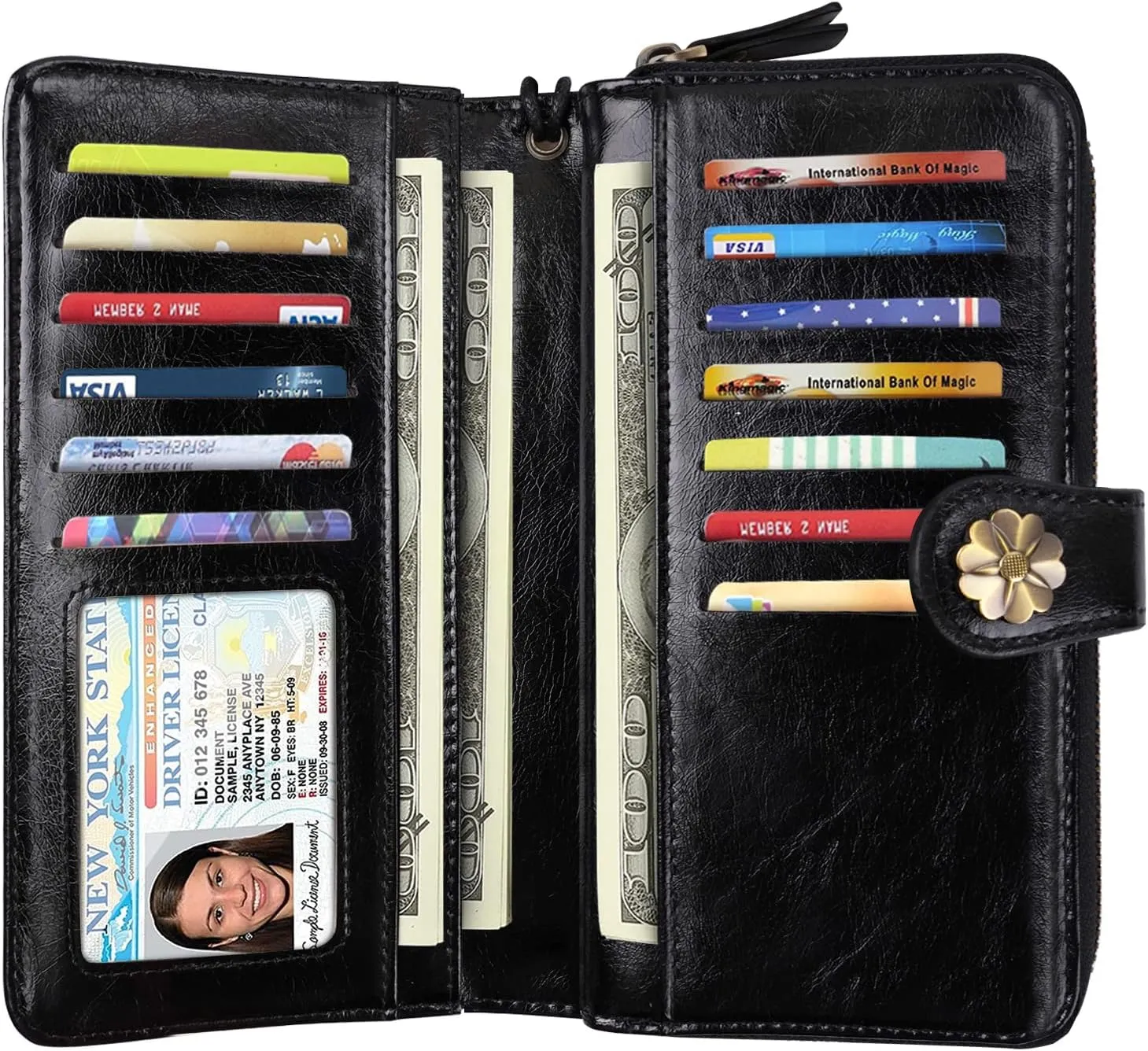 Wallets for Women Multi Card Holder Wallet Clutch Wallet Card Holder Organizer Ladies Purse with Wrist strap Purse