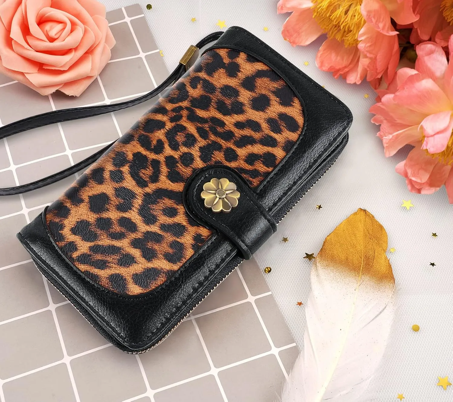 Wallets for Women Multi Card Holder Wallet Clutch Wallet Card Holder Organizer Ladies Purse with Wrist strap Purse