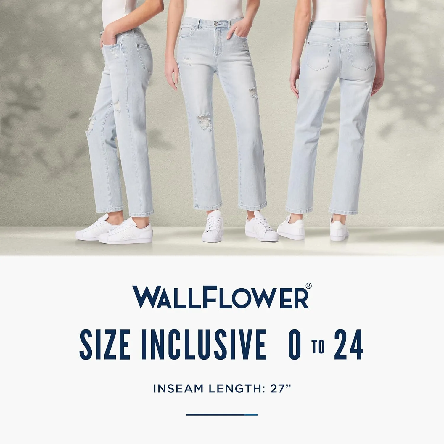 WallFlower Women's Fearless Curvy Straight Denim Super High-Rise Insta Vintage Juniors Jeans (Standard and Plus)