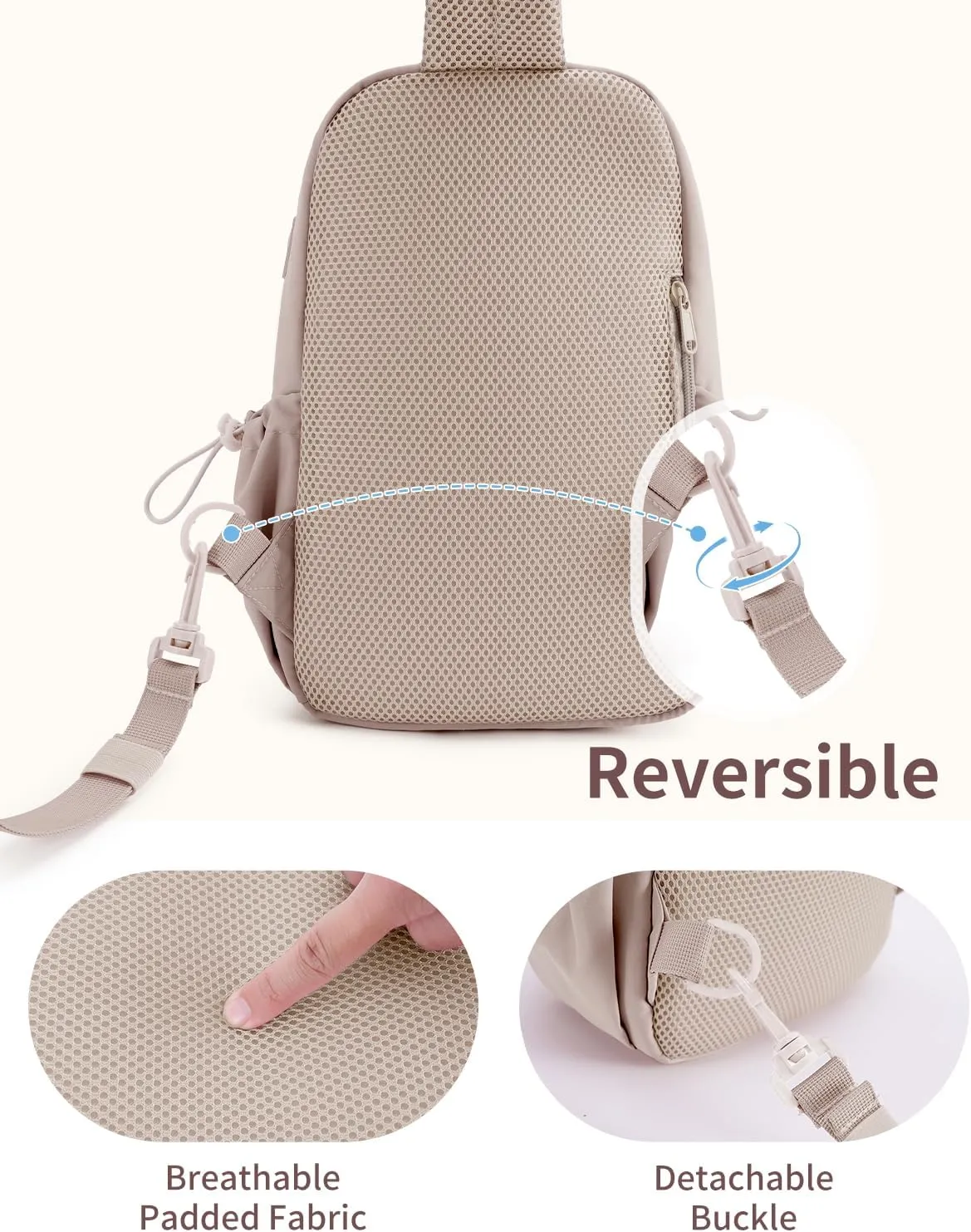 Wandering Nature Featherweight Sling Backpack Crossbody Bag for Women Fits for 11" iPad with Convertible Padded Strap, Multiple Pockets, Ideal for College, Work Commute, Travel, Everyday Errands