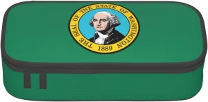 Washington Flag Large Capacity Storage Bag, fit for Travel, Office Supplies, Makeup, and Desk Organization, Black, One Size, Beauty Case