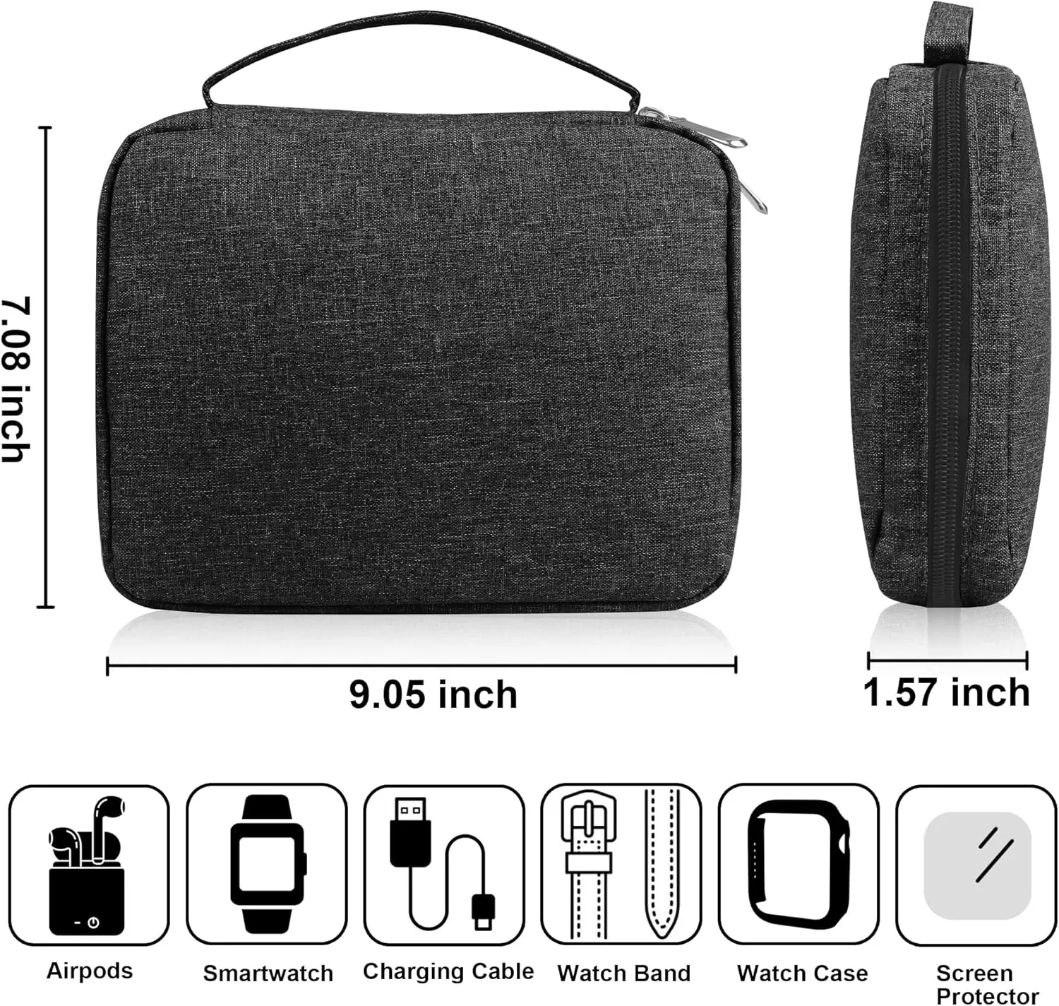 Watch Band Case, 20 Watch Band Storage Organizer, Travel Watch Band Carrying Case, Bag Watch Strap Holder Compatible with 20 Watch Bands and Accessories, Black