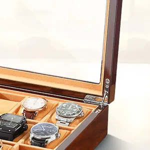 Watch Box Holder Wooden 18 Slot Display Jewelry Storage Case