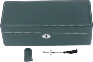 Watch Box, Large Watch Box for Men, 4 Slot Leather Green Watch Box Organizer with Key, Watch Box Organizer, Watch Display Storage Box for Most Mechanical Watches/5099