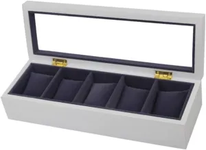 Watch Box Watches Display Storage Organizer 5 Slots Wood Watch Box Clear Top Jewelry Collection Display Storage Holder Watch Accessories (Color : Black, Size : 34 * 11.5 * 7.8cm)