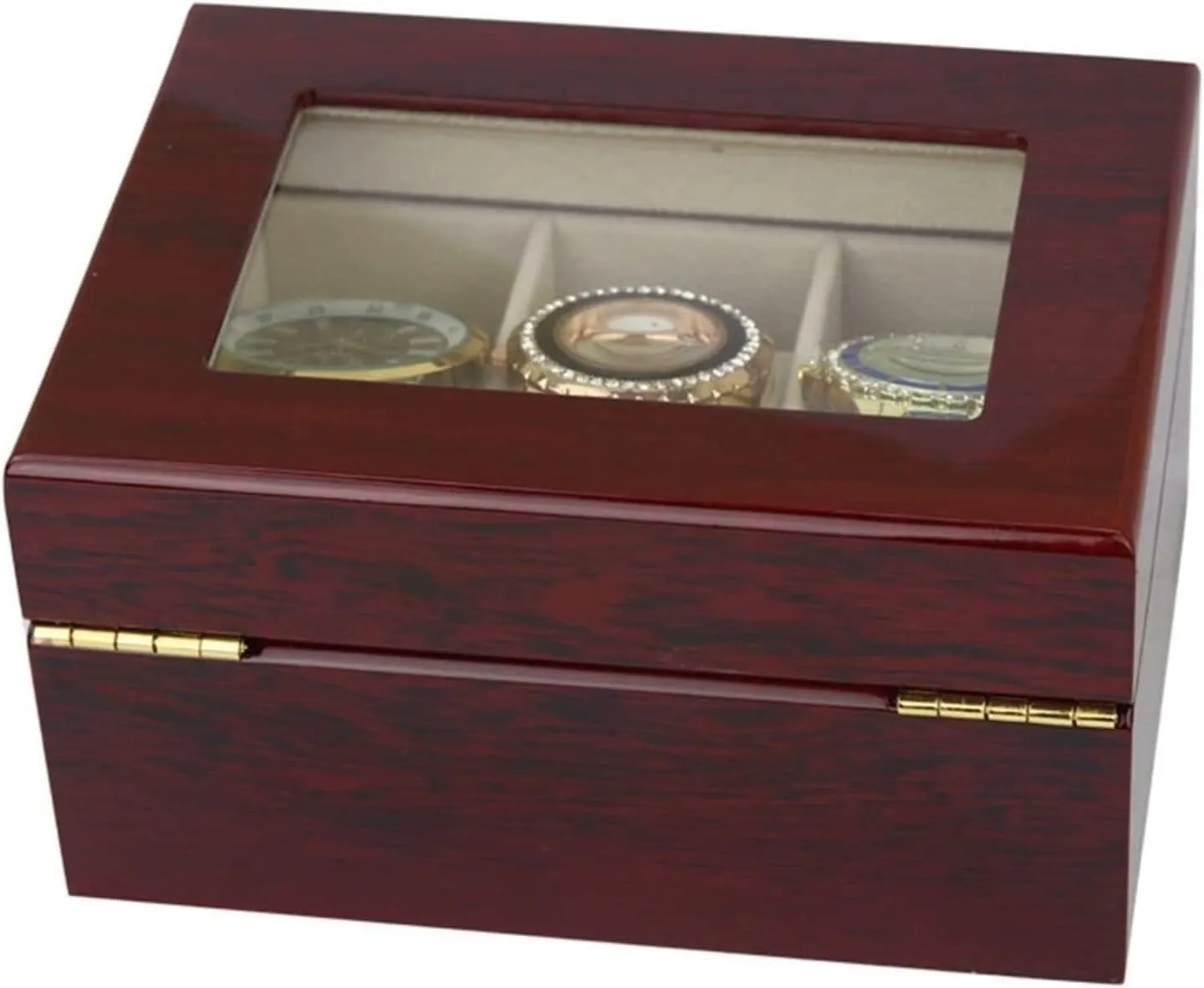 Watch Case Watch Roll Elegant Wood 3 Slots Watch Collector Box Holder Wristwatch Display Tray Lockable Storage Organizer Case Gift Watch Box Watch Winder