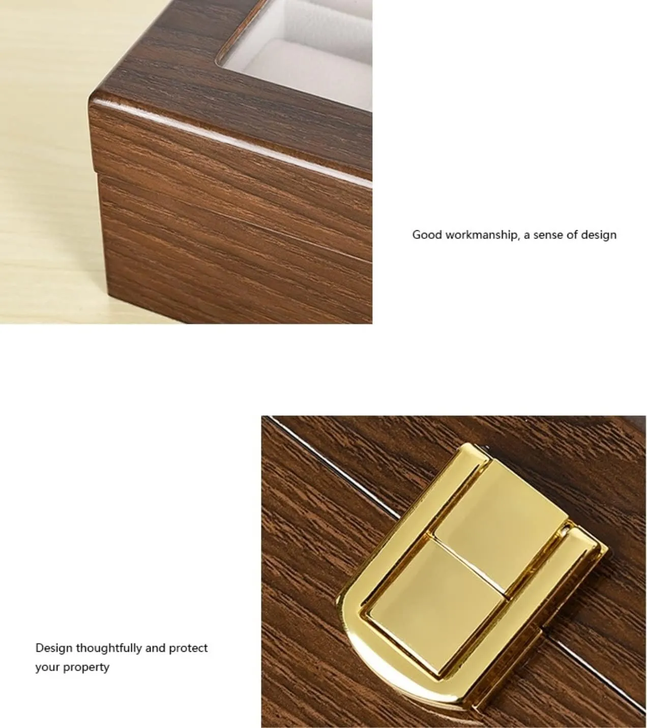 Watch Case Watch Roll Modern Wood Watch Box Organizer 10 Slot Watch Display Case Jewelry Showcase with Clear Top Metal Lock Watch Box Watch Winder(31 * 11 * 8cm)