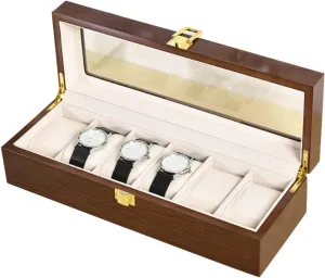 Watch Case Watch Roll Modern Wood Watch Box Organizer 10 Slot Watch Display Case Jewelry Showcase with Clear Top Metal Lock Watch Box Watch Winder(31 * 11 * 8cm)