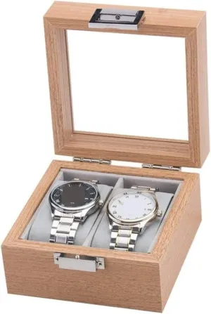 Watch Case Watch Roll Watch Display Organizer Modern 2 Slots Wood Watch Box Case Organizer Display Storage Jewelry Holder Watch Box Watch Winder