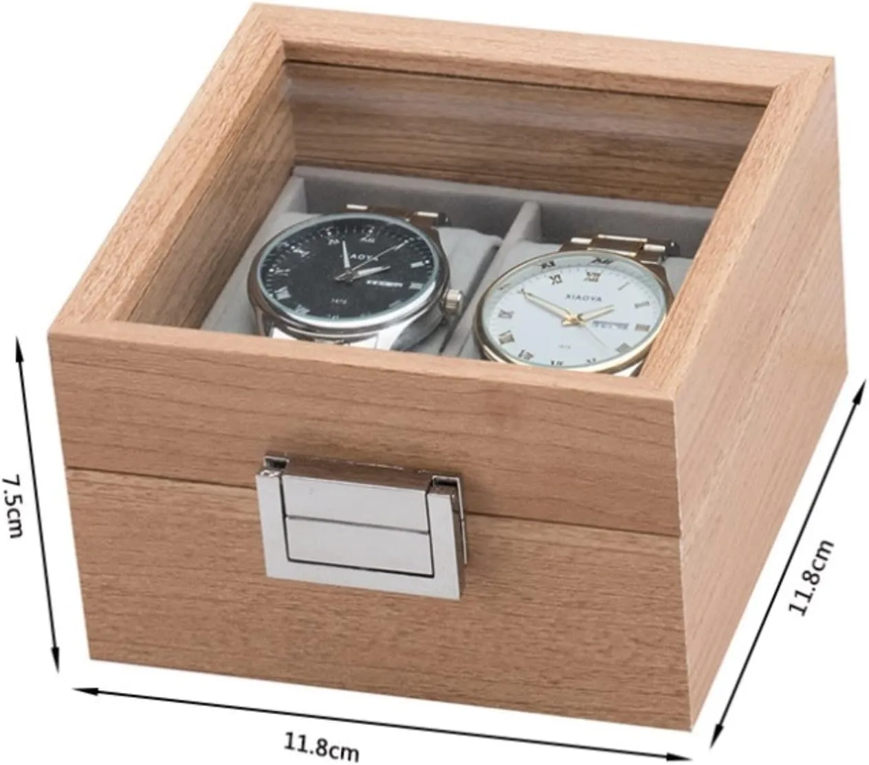 Watch Case Watch Roll Watch Display Organizer Modern 2 Slots Wood Watch Box Case Organizer Display Storage Jewelry Holder Watch Box Watch Winder