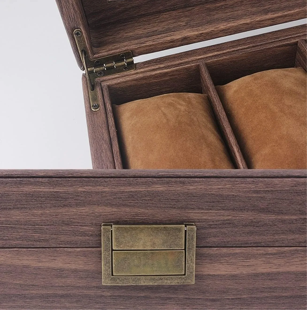 Watch Case Watch Roll Watch Organizer Display Vintage Wood Grain PU Leather Watch Box 6 Slots Display Case Organizer with Glass Lid Watch Box Watch Winder
