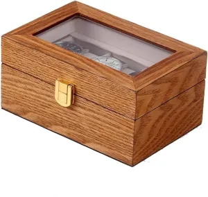 Watch Case Watch Roll Watch Winder Watch Organizer Display Vintage Wood 3 Slots Watch Box Case Organizer Display Holder Clear Top Lockable Watch Box Watch Organizer(Brown)