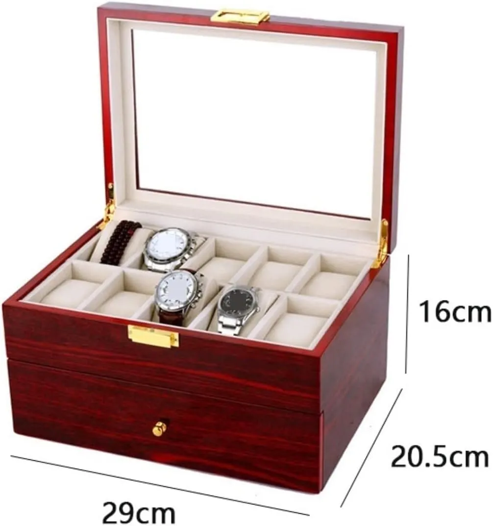 Watch Case Watch Roll Wood 20 Slots Watch Box Organizer Bracelet Display Holder Metal Hinge Clear Top Lockable Storage Case Watch Box Watch Winder