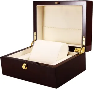 Watch Case Watch Roll Wood Single Grid Watch Box Organizer Watch Display Case Elegant Box Wristwatch Bangle Storage Case Watch Box Watch Winder, 18*13.5*19cm, Burgundy