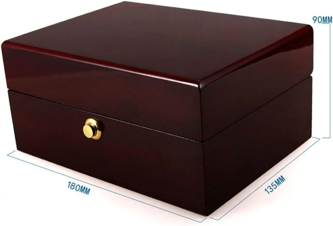 Watch Case Watch Roll Wood Single Grid Watch Box Organizer Watch Display Case Elegant Box Wristwatch Bangle Storage Case Watch Box Watch Winder, 18*13.5*19cm, Burgundy